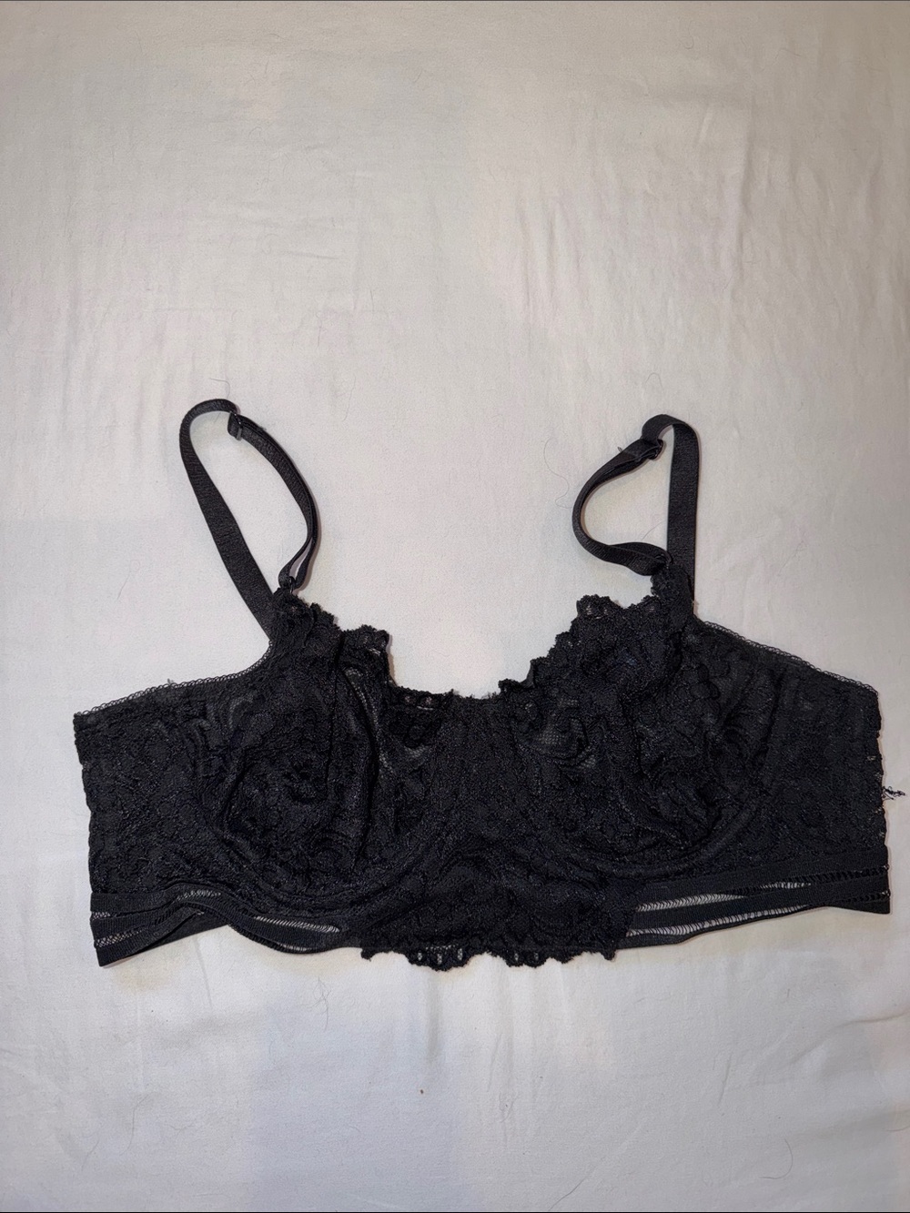 Sheer Lace Black Bralette with Adjustable Straps